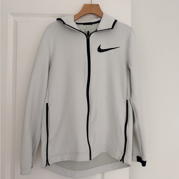 Nike women’s white w/black accents full zip hooded athletic sweater size large - Picture 3 of 4